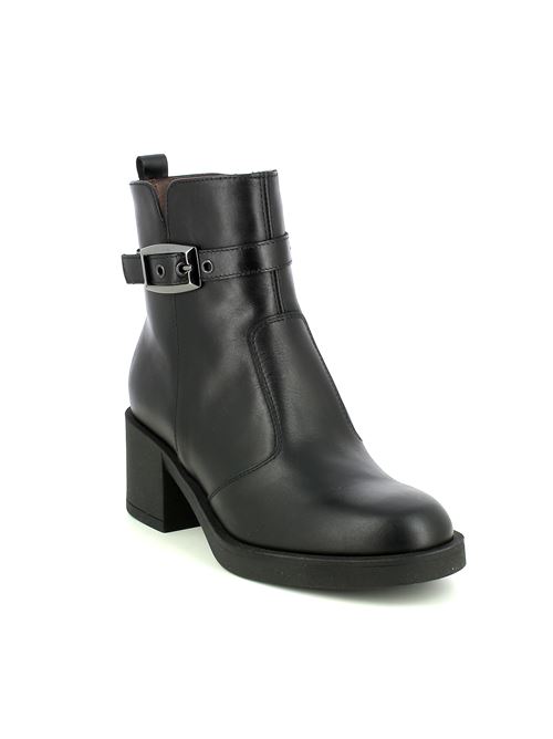 tronchetto da donna in pelle nera con tacco largo 5 cm NERO GIARDINI | I513870D100